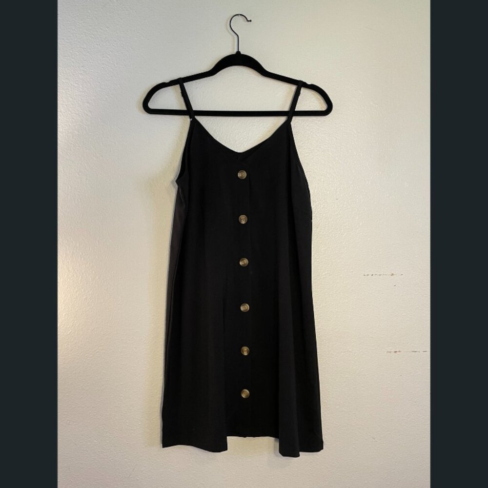 Black V-Neck Spaghetti Strap Mini Dress